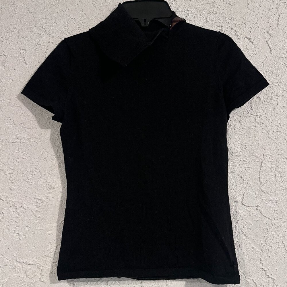 Paul Smith Black Wool Half Sleeve Turtleneck Sweater S Japan